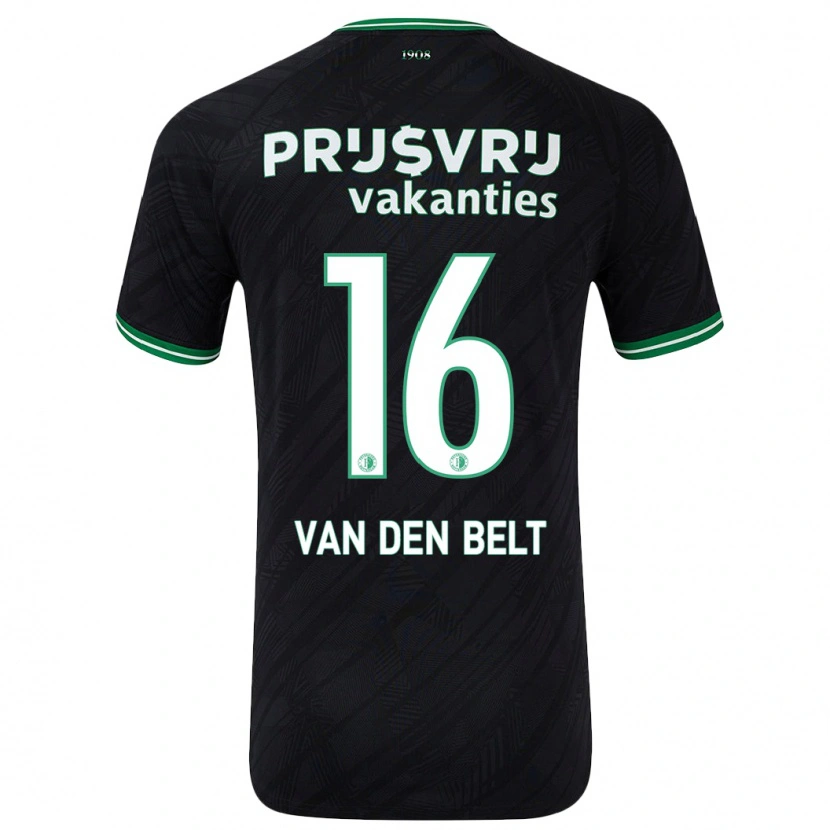 Danxen Homme Maillot Thomas Van Den Belt #16 Noir Vert Tenues Extérieur 2024/25 T-Shirt