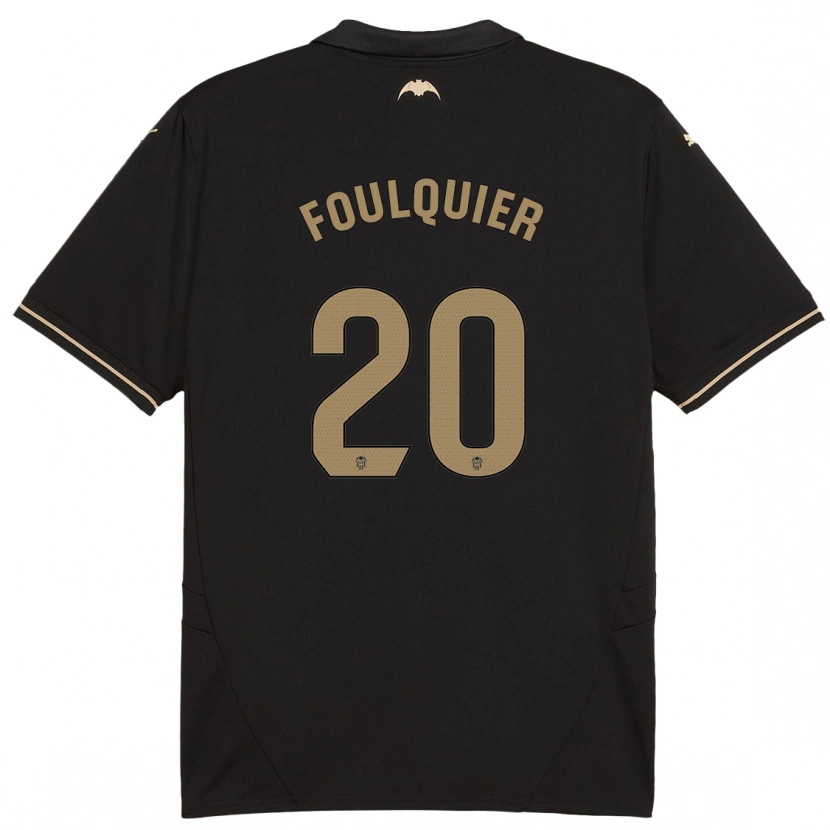 Danxen Homme Maillot Dimitri Foulquier #20 Noir Tenues Extérieur 2024/25 T-Shirt