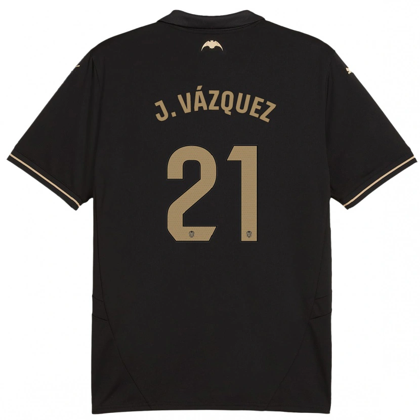 Danxen Homme Maillot Jesús Vázquez #21 Noir Tenues Extérieur 2024/25 T-Shirt