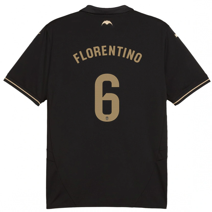 Danxen Homme Maillot Claudia Florentino #6 Noir Tenues Extérieur 2024/25 T-Shirt