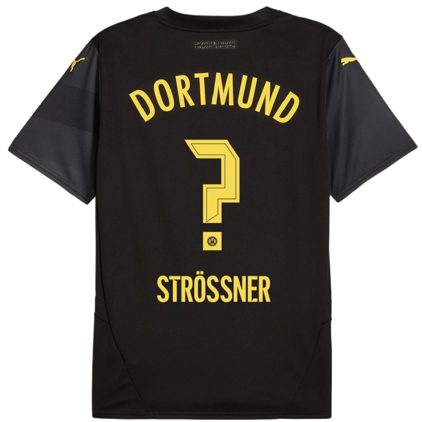 Danxen Homme Maillot Lenni Strößner #0 Noir Jaune Tenues Extérieur 2024/25 T-Shirt