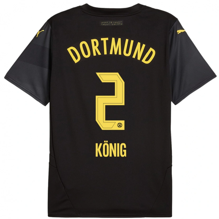 Danxen Homme Maillot Niklas König #2 Noir Jaune Tenues Extérieur 2024/25 T-Shirt