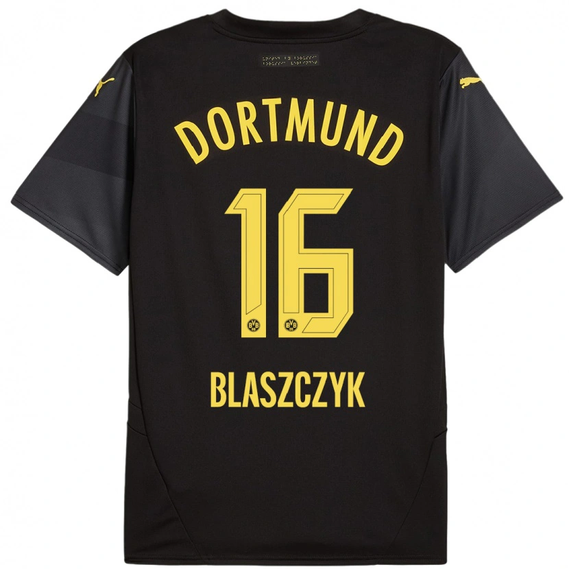 Danxen Homme Maillot Oliwer Blaszczyk #16 Noir Jaune Tenues Extérieur 2024/25 T-Shirt