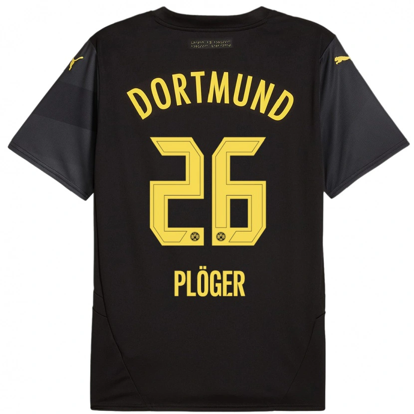 Danxen Homme Maillot Dustin Plöger #26 Noir Jaune Tenues Extérieur 2024/25 T-Shirt