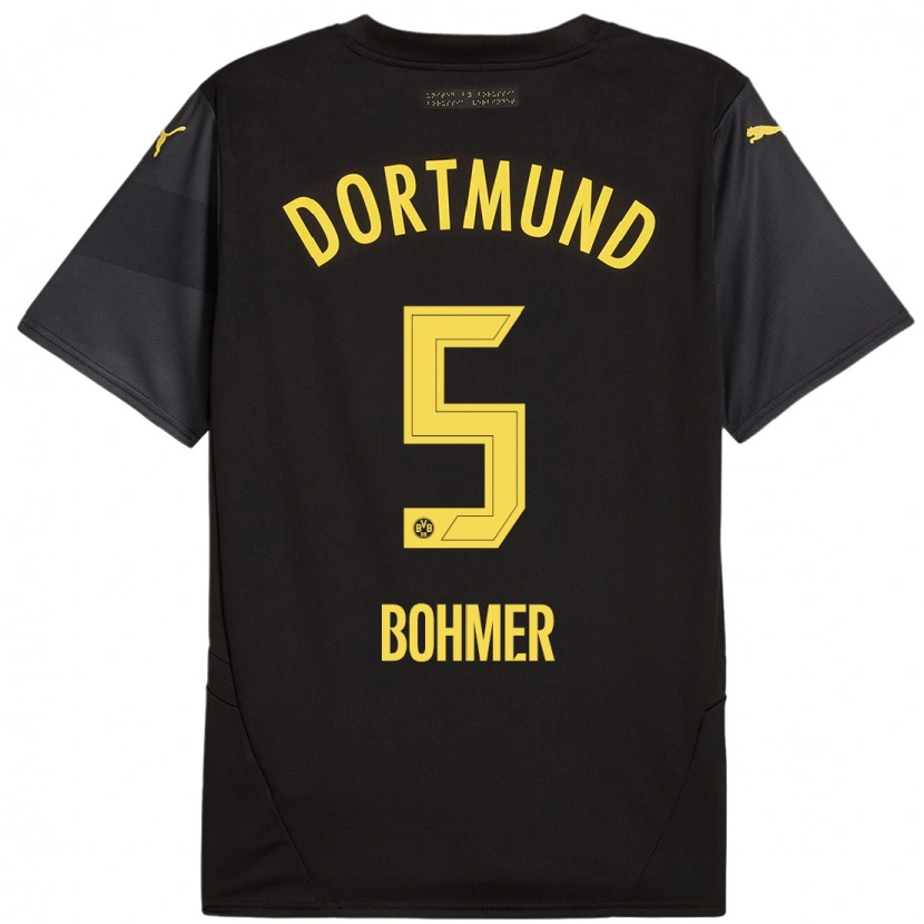 Danxen Homme Maillot Tim Bohmer #5 Noir Jaune Tenues Extérieur 2024/25 T-Shirt