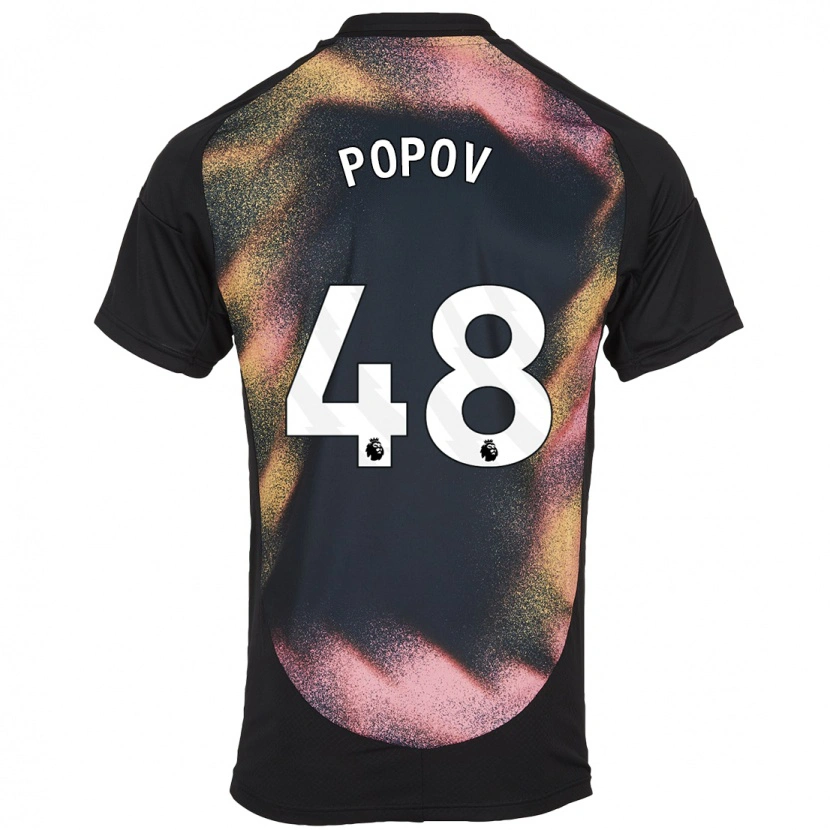 Danxen Homme Maillot Chris Popov #48 Noir Blanc Tenues Extérieur 2024/25 T-Shirt