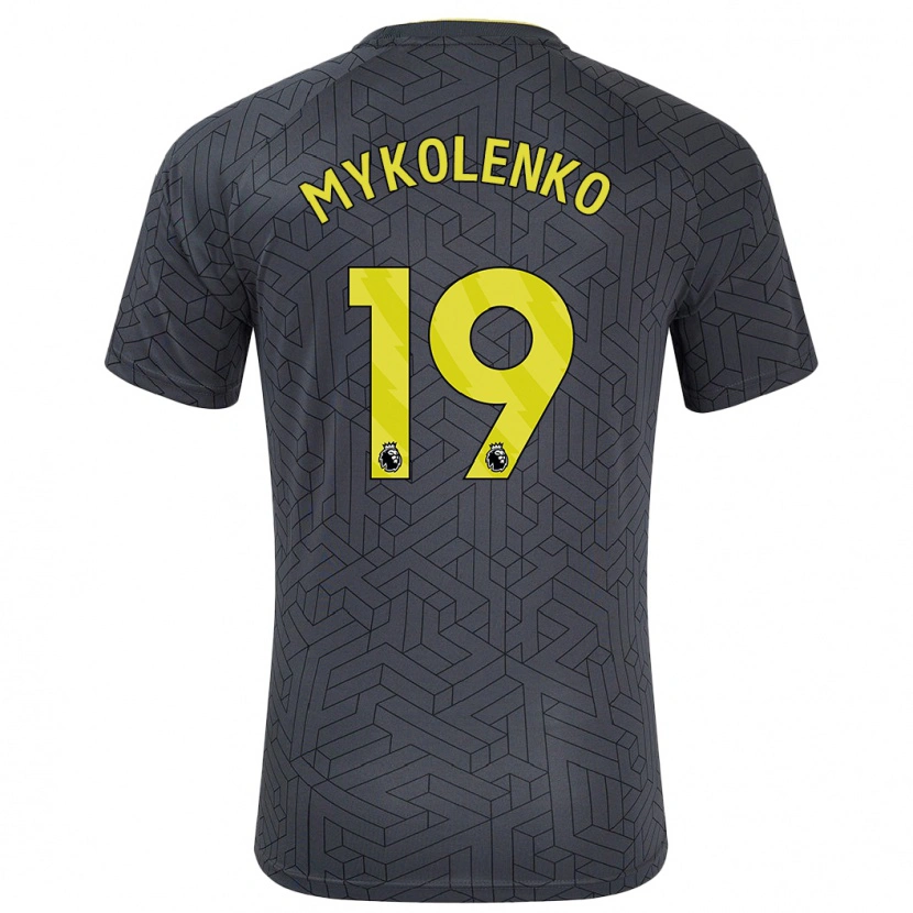 Danxen Homme Maillot Vitaliy Mykolenko #19 Noir Jaune Tenues Extérieur 2024/25 T-Shirt