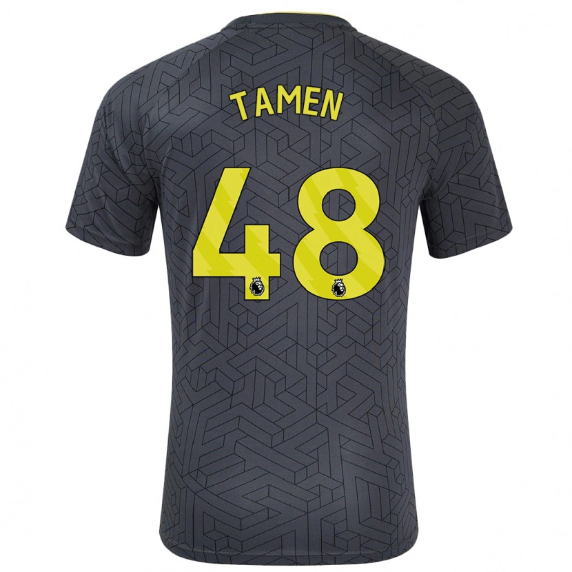 Danxen Homme Maillot William Tamen #48 Noir Jaune Tenues Extérieur 2024/25 T-Shirt