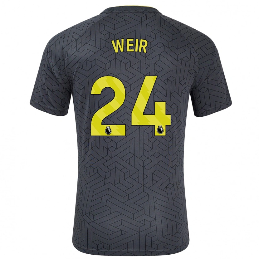 Danxen Homme Maillot Kenzie Weir #24 Noir Jaune Tenues Extérieur 2024/25 T-Shirt