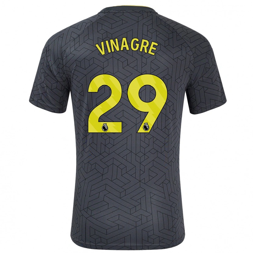 Danxen Homme Maillot Ruben Vinagre #29 Noir Jaune Tenues Extérieur 2024/25 T-Shirt