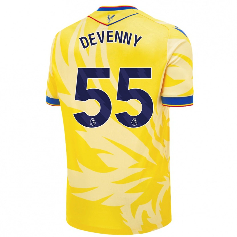 Danxen Homme Maillot Justin Devenny #55 Jaune Tenues Extérieur 2024/25 T-Shirt