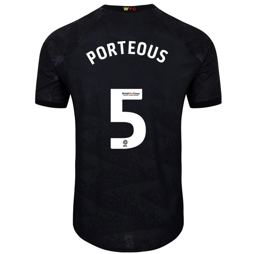 Danxen Homme Maillot Ryan Porteous #5 Noir Blanc Tenues Extérieur 2024/25 T-Shirt