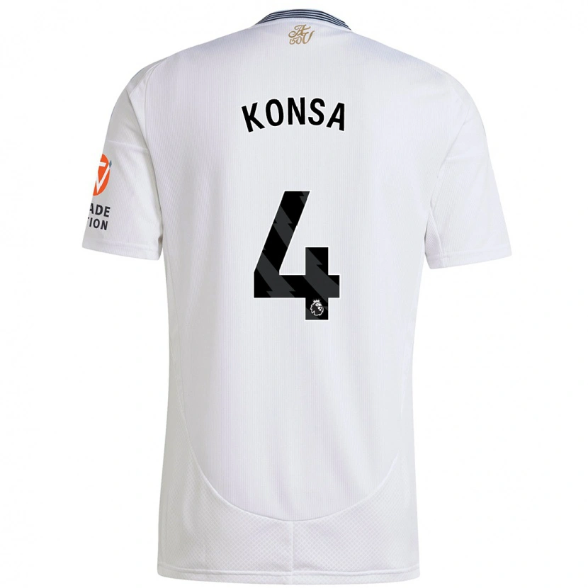 Danxen Homme Maillot Ezri Konsa #4 Blanc Tenues Extérieur 2024/25 T-Shirt