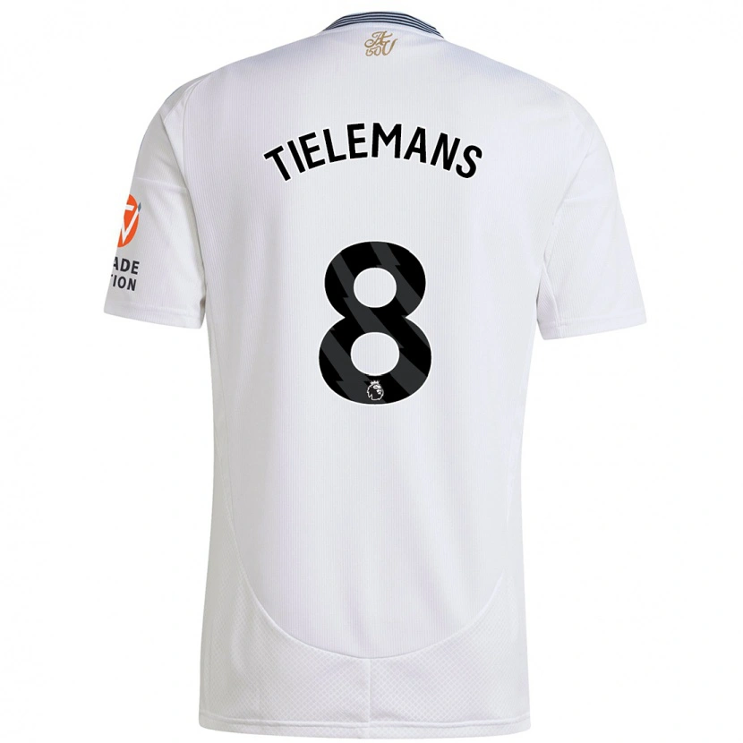 Danxen Homme Maillot Youri Tielemans #8 Blanc Tenues Extérieur 2024/25 T-Shirt