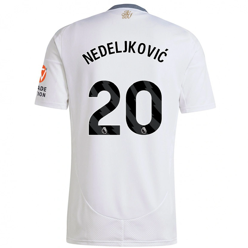 Danxen Homme Maillot Kosta Nedeljkovic #20 Blanc Tenues Extérieur 2024/25 T-Shirt