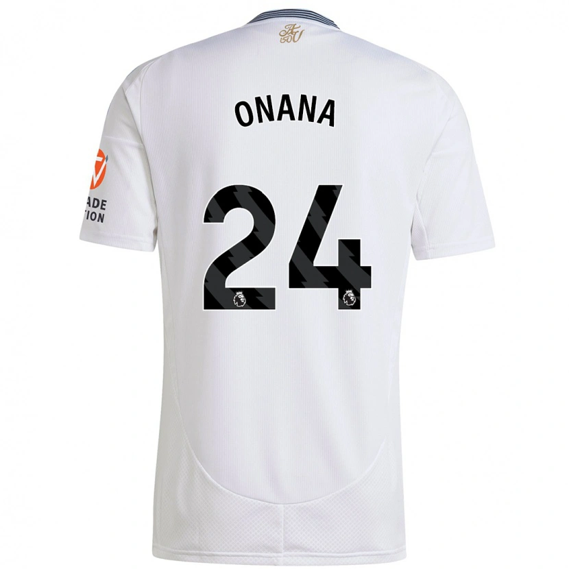 Danxen Homme Maillot Amadou Onana #24 Blanc Tenues Extérieur 2024/25 T-Shirt