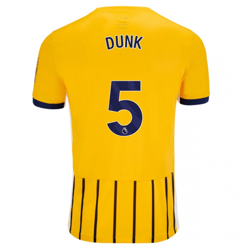 Danxen Homme Maillot Lewis Dunk #5 Doré Bleu À Fines Rayures Tenues Extérieur 2024/25 T-Shirt