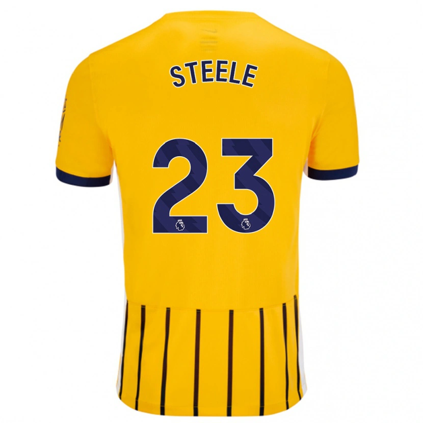 Danxen Homme Maillot Jason Steele #23 Doré Bleu À Fines Rayures Tenues Extérieur 2024/25 T-Shirt