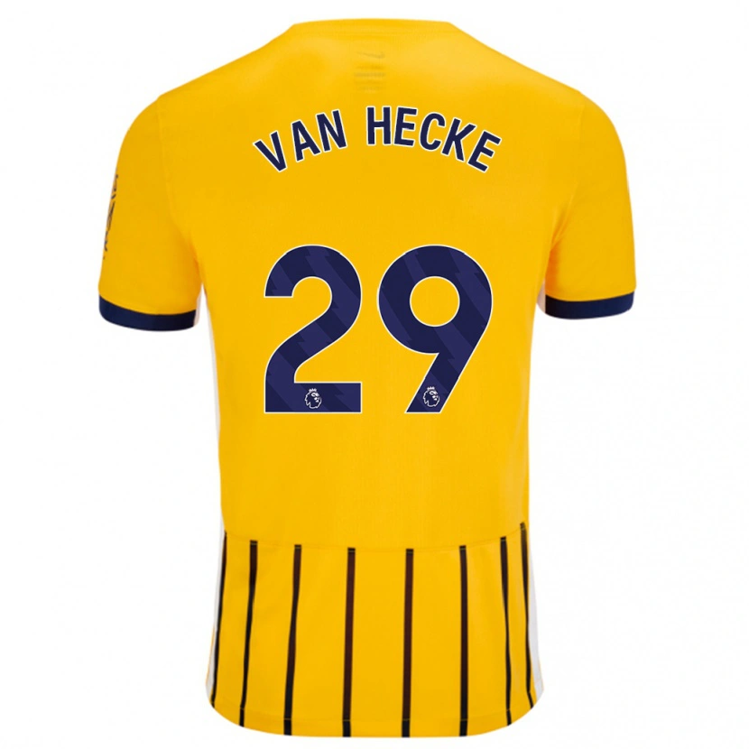 Danxen Homme Maillot Jan Paul Van Hecke #29 Doré Bleu À Fines Rayures Tenues Extérieur 2024/25 T-Shirt