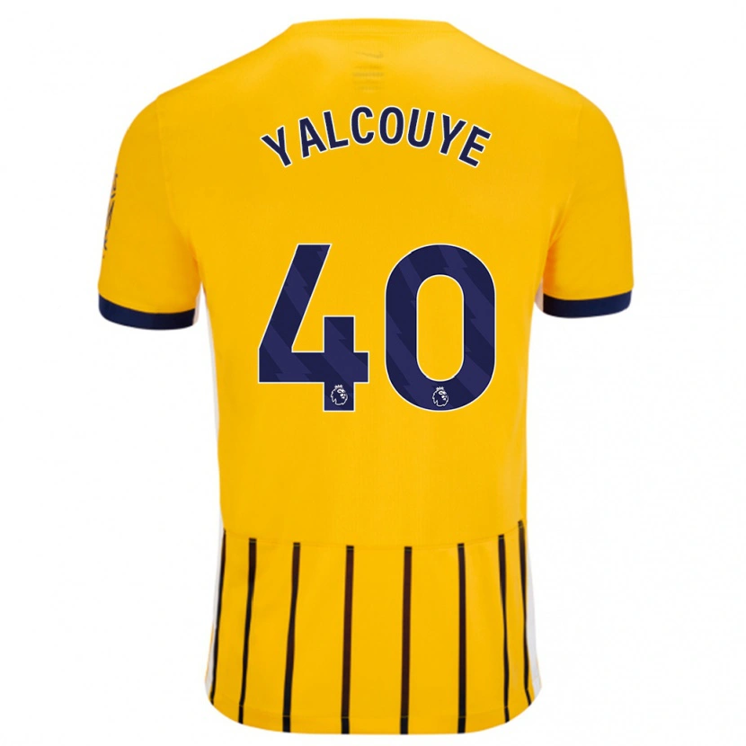 Danxen Homme Maillot Malick Junior Yalcouyé #40 Doré Bleu À Fines Rayures Tenues Extérieur 2024/25 T-Shirt