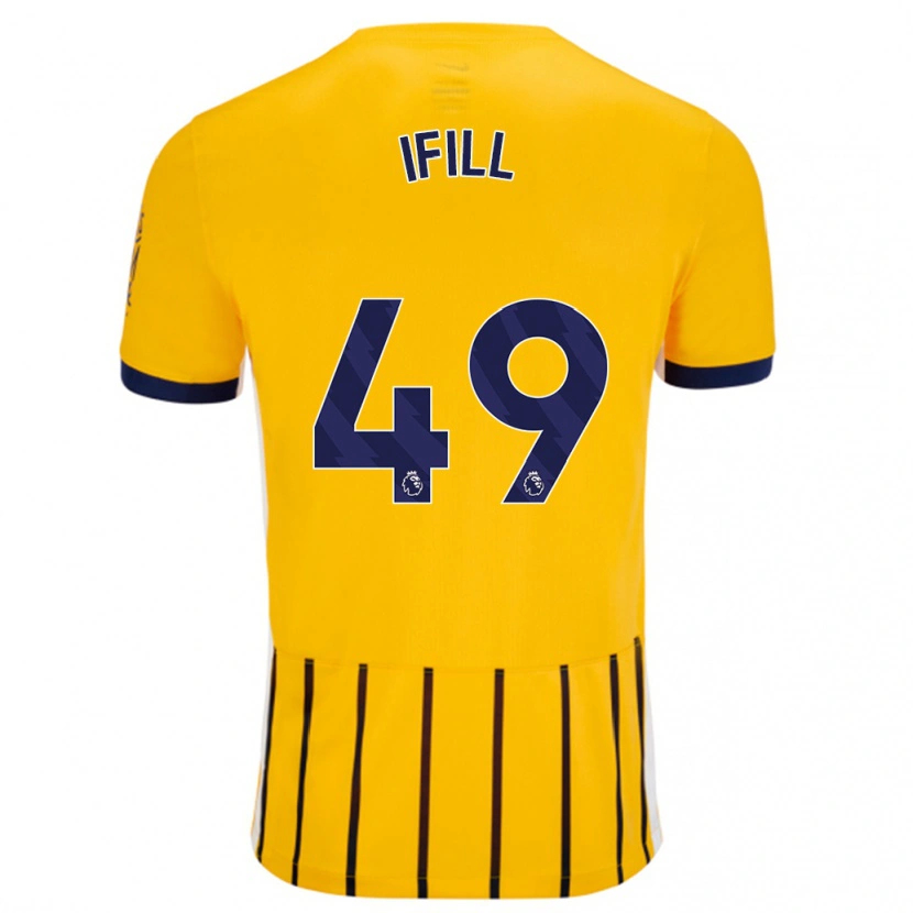 Danxen Homme Maillot Marcus Ifill #49 Doré Bleu À Fines Rayures Tenues Extérieur 2024/25 T-Shirt