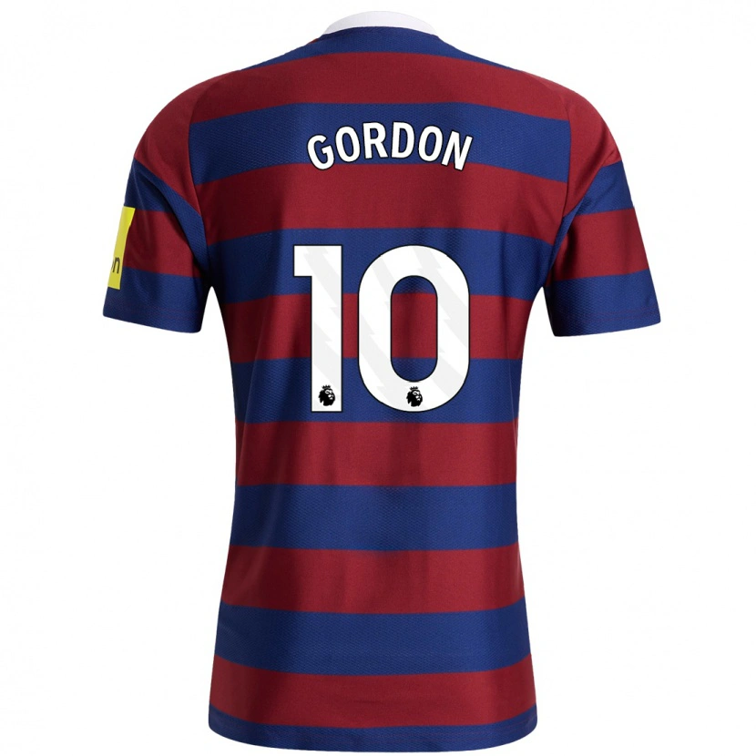 Danxen Homme Maillot Anthony Gordon #10 Bordeaux Bleu Marine Tenues Extérieur 2024/25 T-Shirt