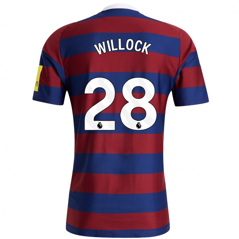 Danxen Homme Maillot Joe Willock #28 Bordeaux Bleu Marine Tenues Extérieur 2024/25 T-Shirt