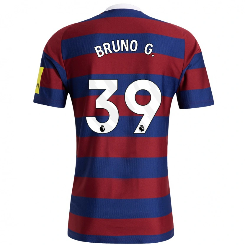 Danxen Homme Maillot Bruno Guimarães #39 Bordeaux Bleu Marine Tenues Extérieur 2024/25 T-Shirt