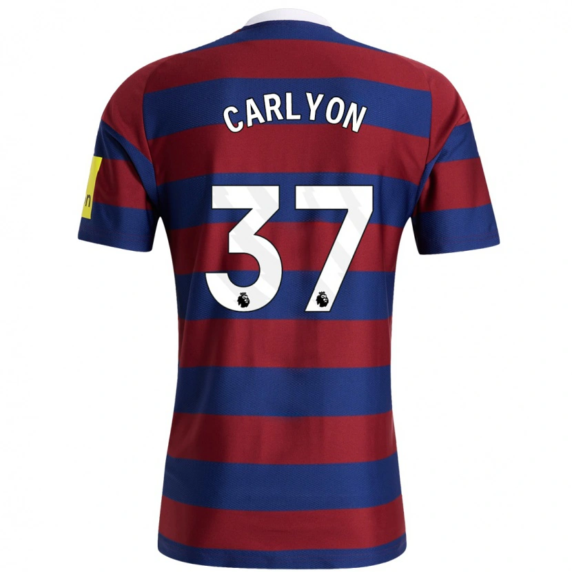 Danxen Homme Maillot Nathan Carlyon #37 Bordeaux Bleu Marine Tenues Extérieur 2024/25 T-Shirt