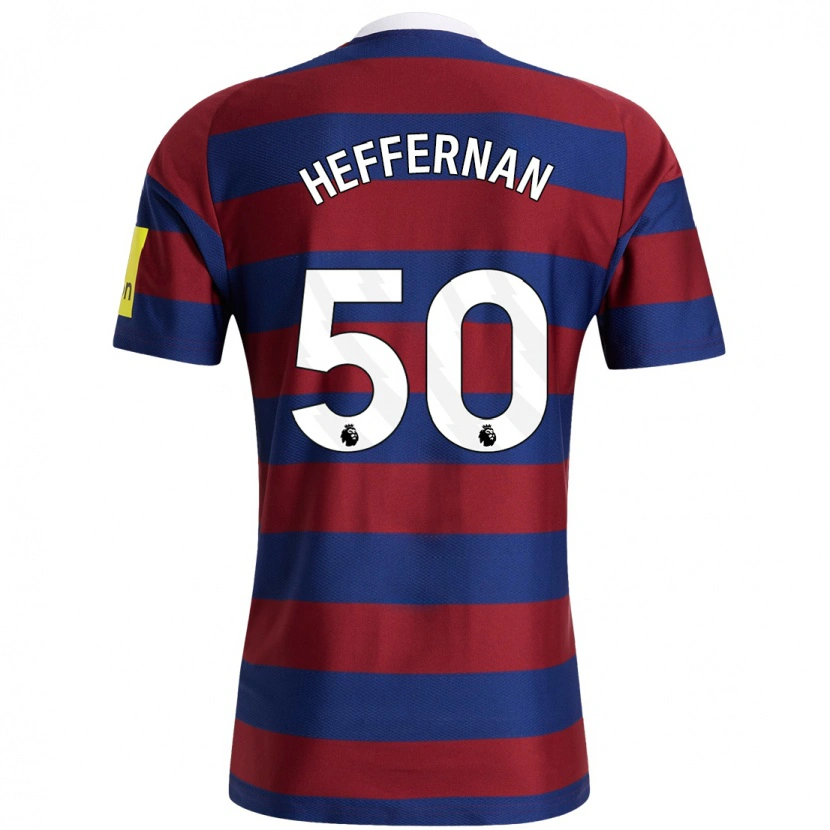 Danxen Homme Maillot Cathal Heffernan #50 Bordeaux Bleu Marine Tenues Extérieur 2024/25 T-Shirt