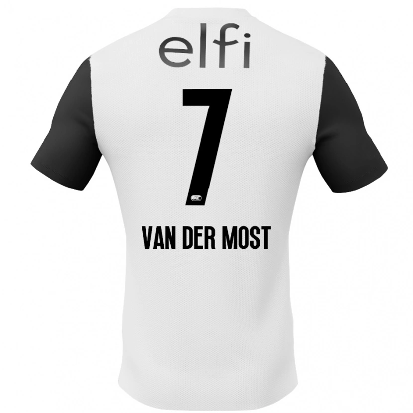 Danxen Homme Maillot Veerle Van Der Most #7 Blanc Noir Tenues Extérieur 2024/25 T-Shirt