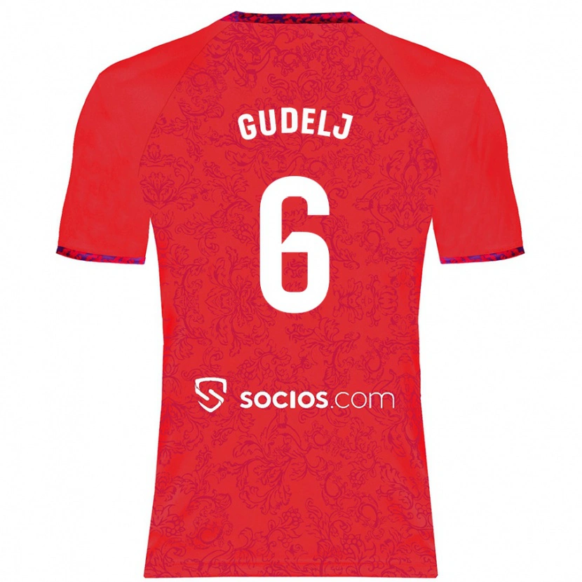 Danxen Homme Maillot Nemanja Gudelj #6 Rouge Tenues Extérieur 2024/25 T-Shirt