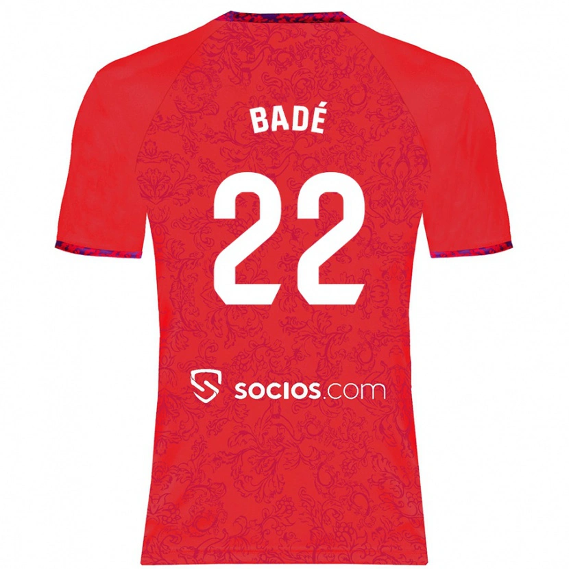 Danxen Homme Maillot Loïc Badé #22 Rouge Tenues Extérieur 2024/25 T-Shirt