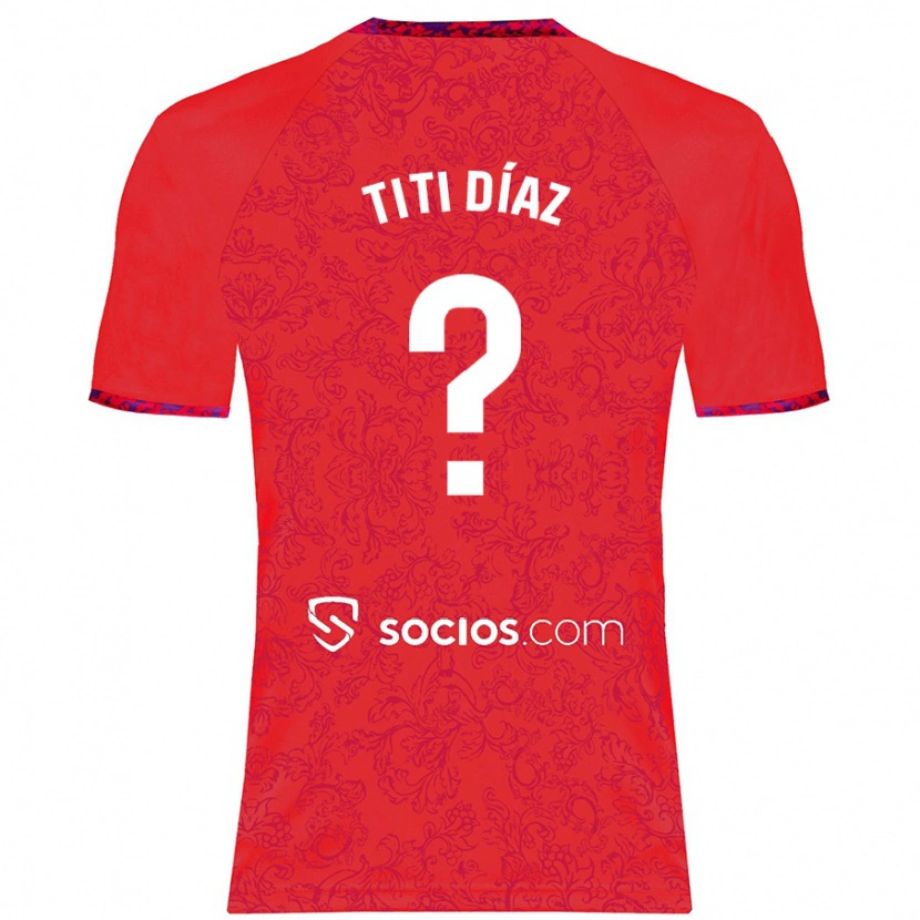 Danxen Homme Maillot Titi Díaz #0 Rouge Tenues Extérieur 2024/25 T-Shirt