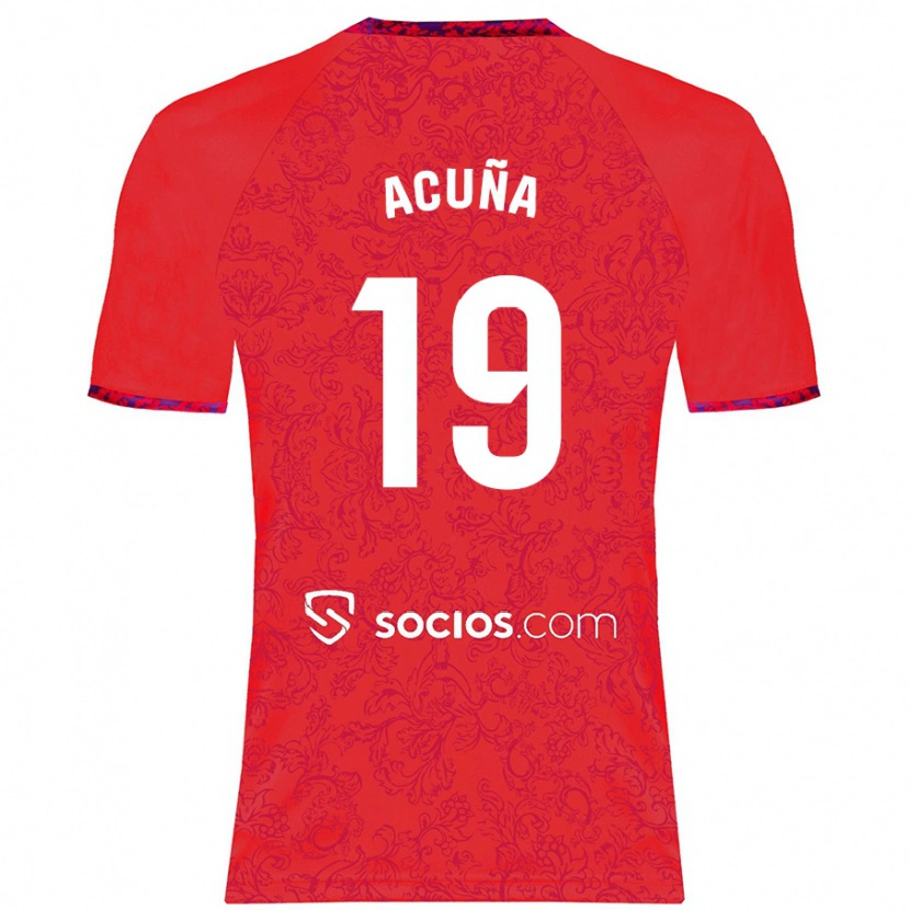 Danxen Homme Maillot Marcos Acuña #19 Rouge Tenues Extérieur 2024/25 T-Shirt