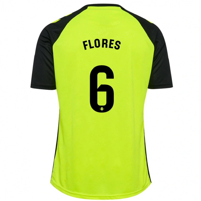 Danxen Homme Maillot Mateo Flores #6 Jaune Fluo Noir Tenues Extérieur 2024/25 T-Shirt