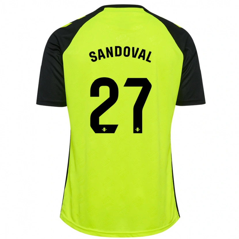 Danxen Homme Maillot Keimer Sandoval #27 Jaune Fluo Noir Tenues Extérieur 2024/25 T-Shirt