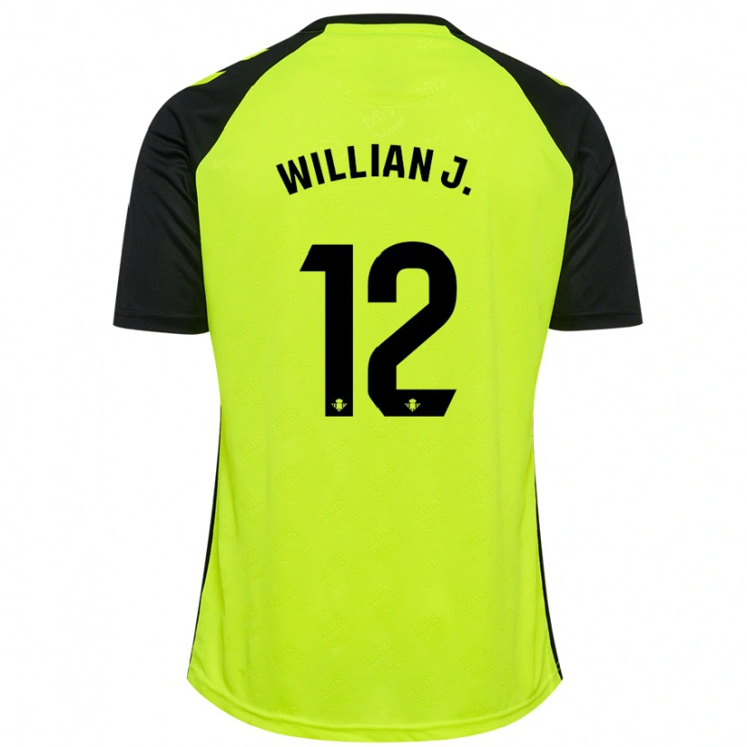 Danxen Homme Maillot Willian José #12 Jaune Fluo Noir Tenues Extérieur 2024/25 T-Shirt