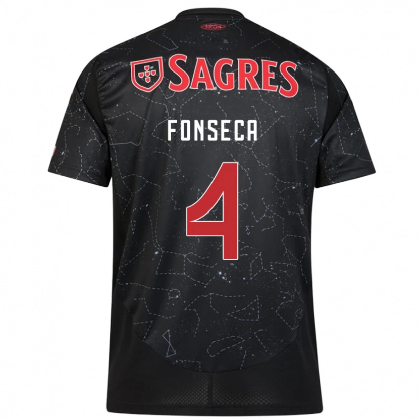 Danxen Homme Maillot João Fonseca #4 Noir Rouge Tenues Extérieur 2024/25 T-Shirt