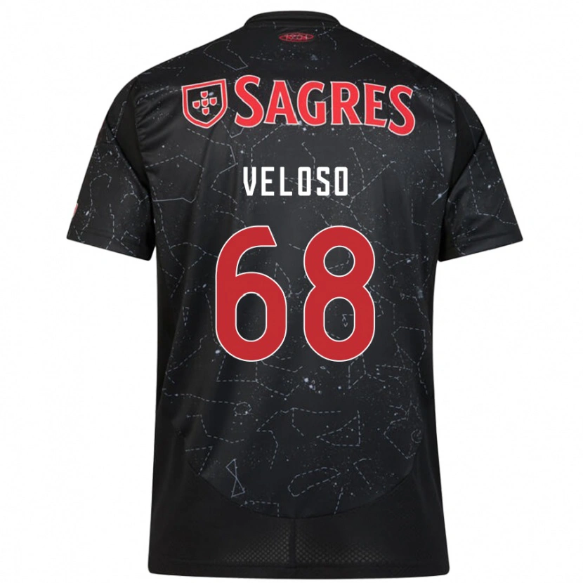 Danxen Homme Maillot João Veloso #68 Noir Rouge Tenues Extérieur 2024/25 T-Shirt