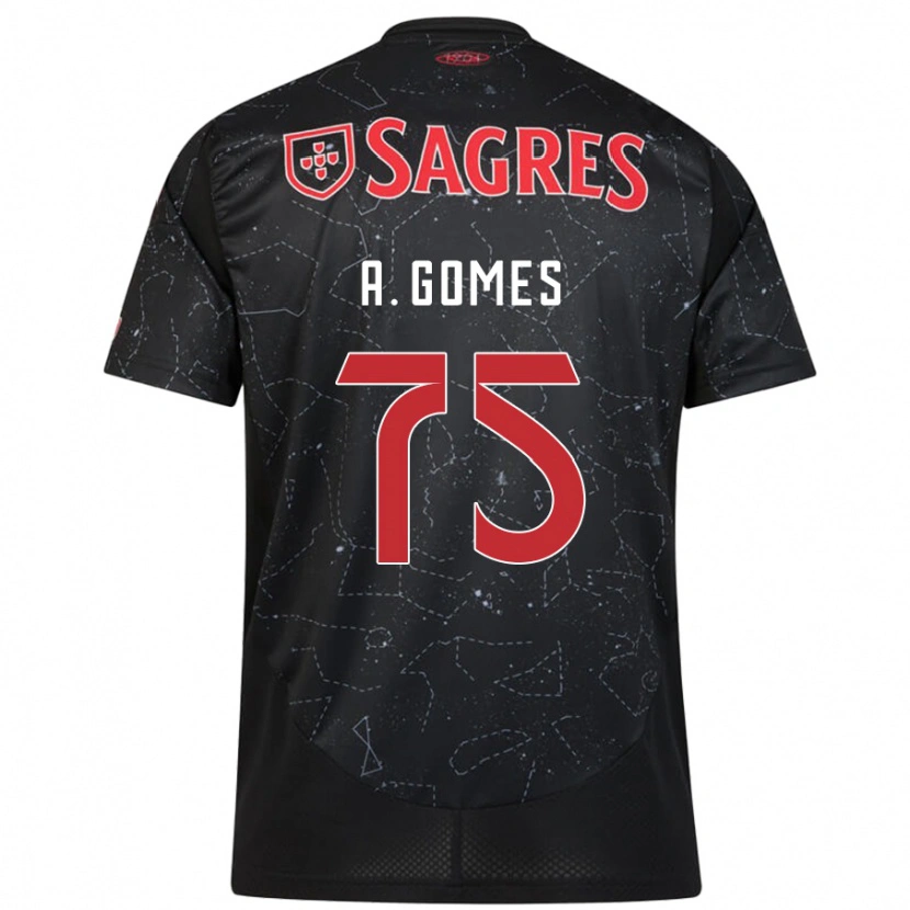 Danxen Homme Maillot André Gomes #75 Noir Rouge Tenues Extérieur 2024/25 T-Shirt