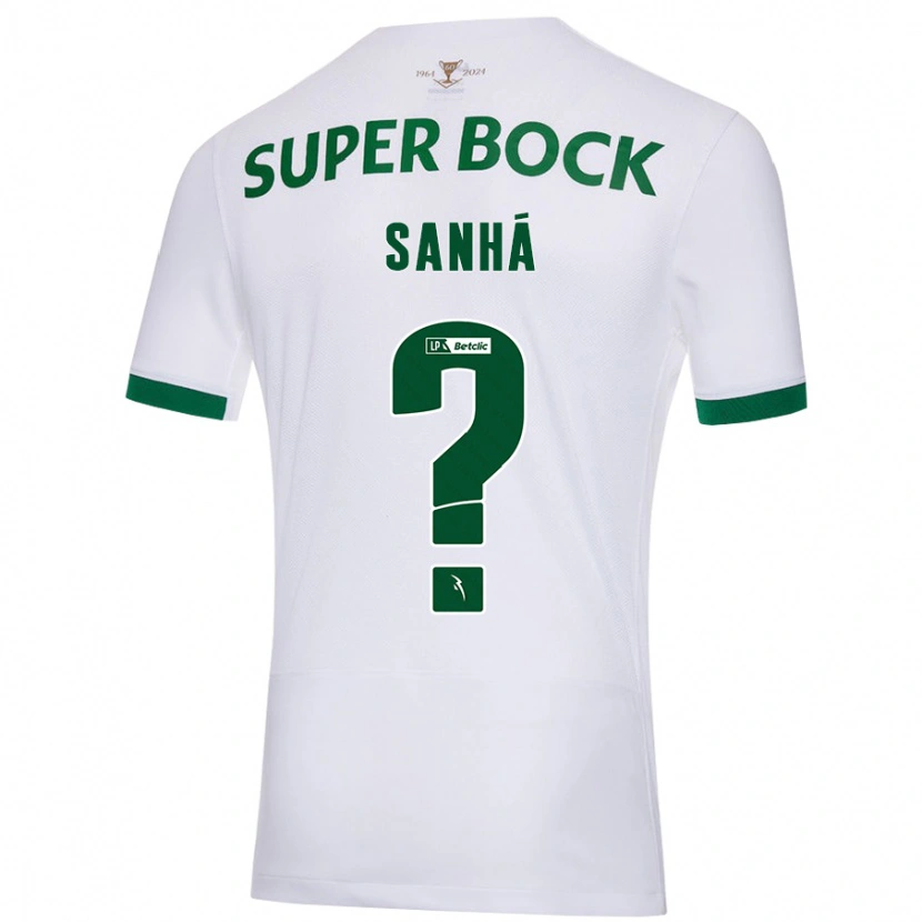 Danxen Homme Maillot Micael Sanhá #0 Blanc Vert Tenues Extérieur 2024/25 T-Shirt