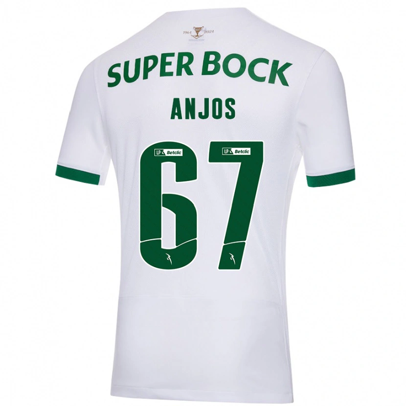 Danxen Homme Maillot Lucas Anjos #67 Blanc Vert Tenues Extérieur 2024/25 T-Shirt