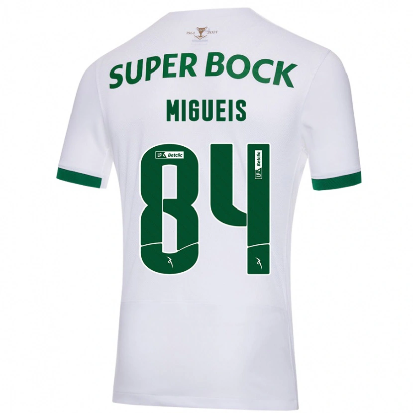 Danxen Homme Maillot Pedro Miguéis #84 Blanc Vert Tenues Extérieur 2024/25 T-Shirt