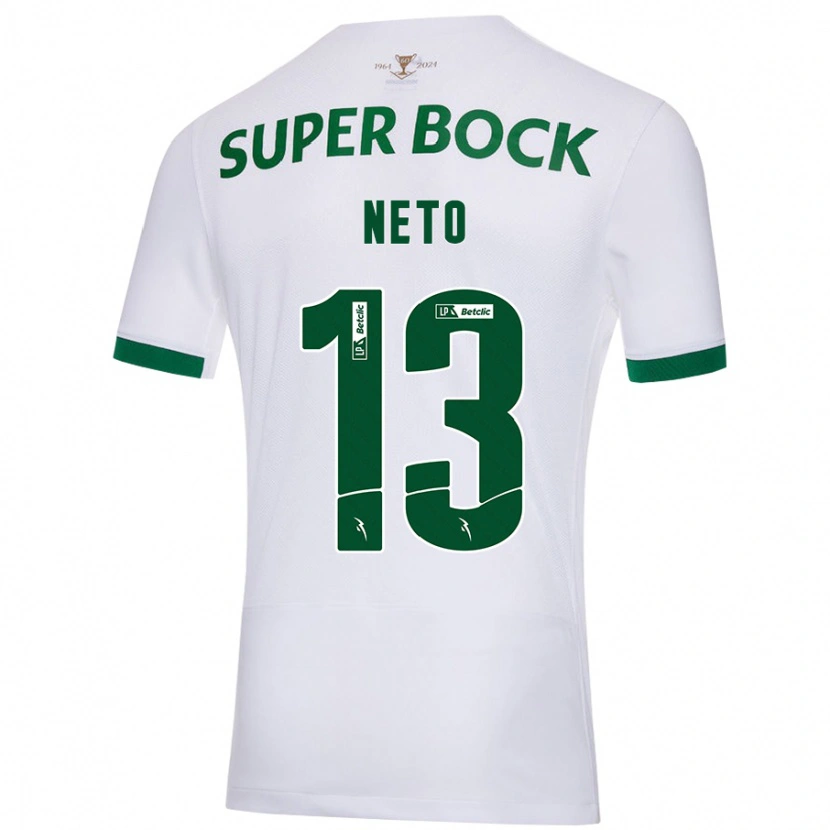 Danxen Homme Maillot Luís Neto #13 Blanc Vert Tenues Extérieur 2024/25 T-Shirt