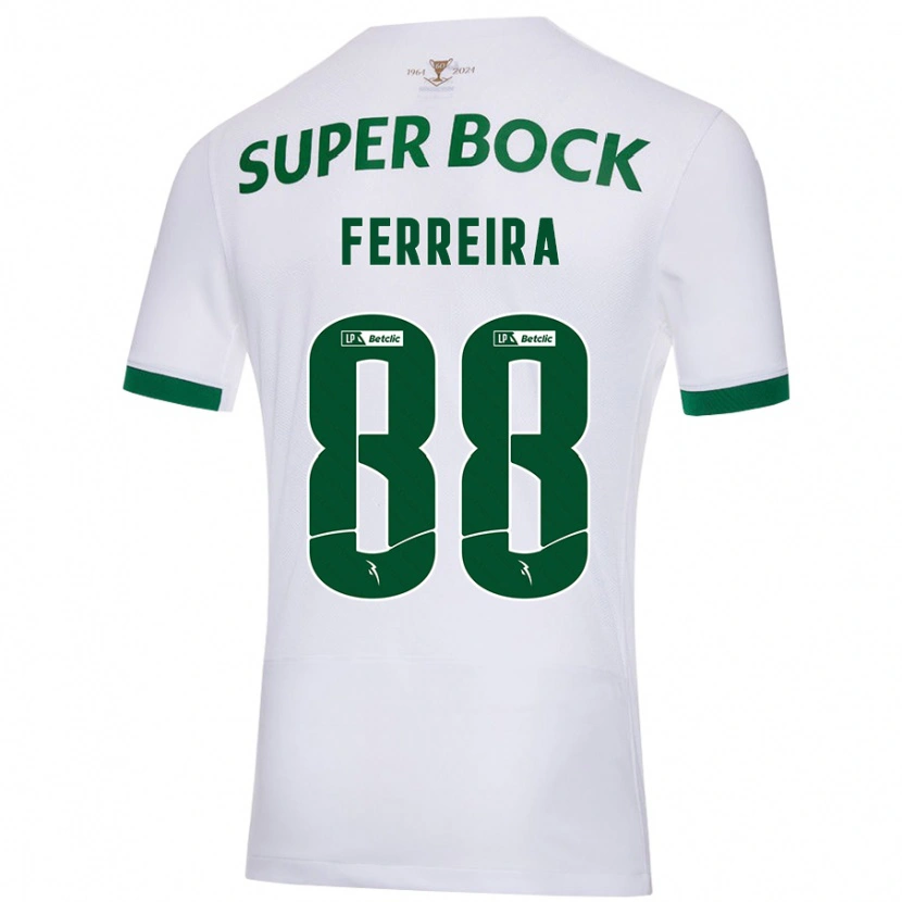 Danxen Homme Maillot Tiago Ferreira #88 Blanc Vert Tenues Extérieur 2024/25 T-Shirt