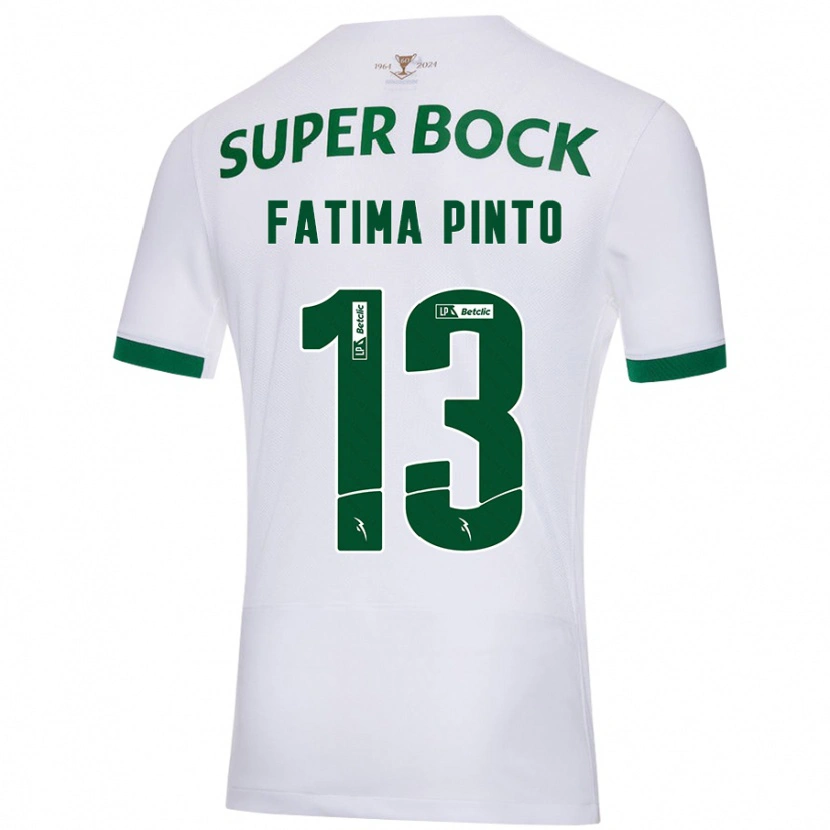 Danxen Homme Maillot Fátima Alexandra Figueira Pinto #13 Blanc Vert Tenues Extérieur 2024/25 T-Shirt