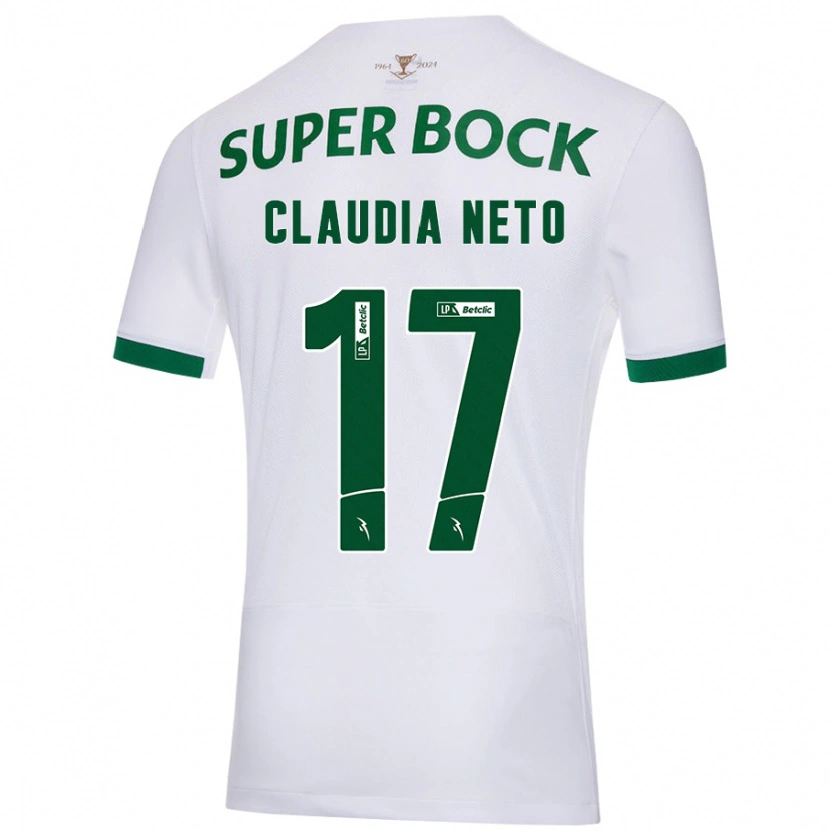 Danxen Homme Maillot Cláudia Teresa Pires Neto #17 Blanc Vert Tenues Extérieur 2024/25 T-Shirt