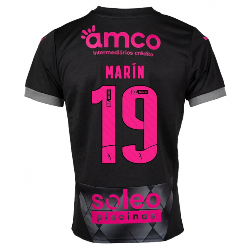 Danxen Homme Maillot Adrián Marín #19 Noir Rose Tenues Extérieur 2024/25 T-Shirt