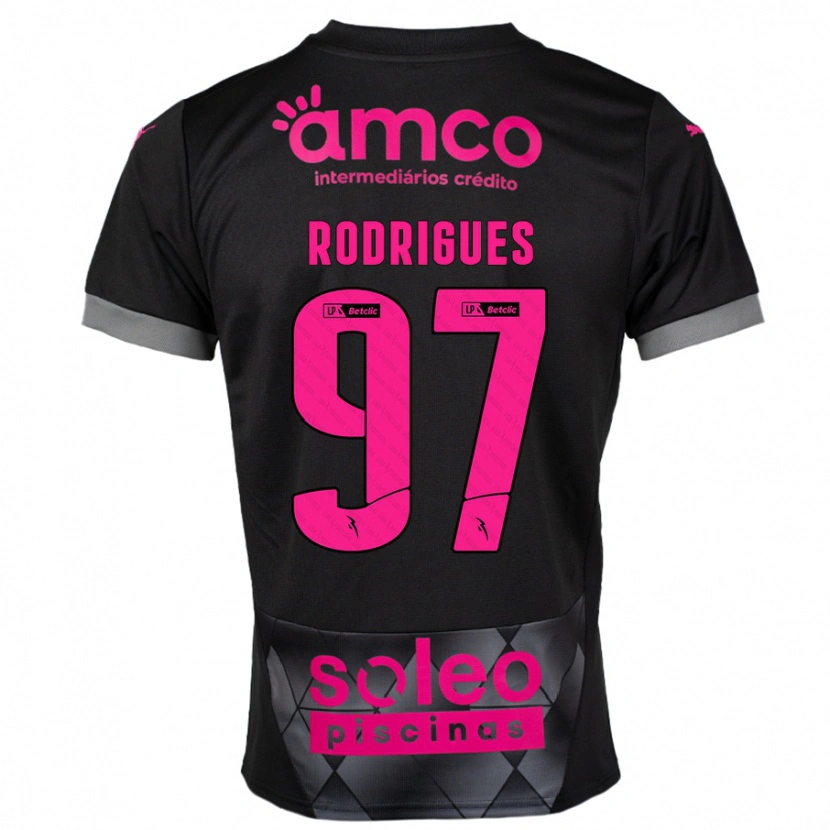 Danxen Homme Maillot Dinis Rodrigues #97 Noir Rose Tenues Extérieur 2024/25 T-Shirt